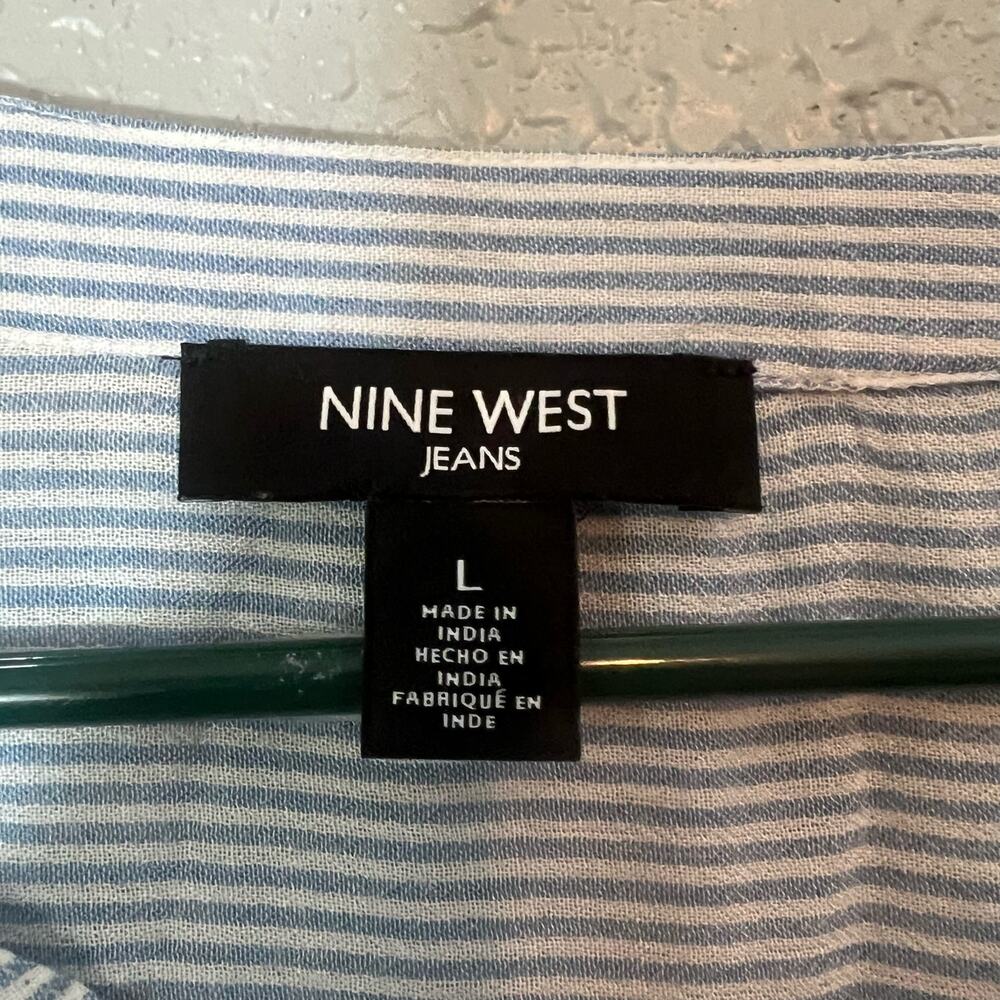 Nine West Large Beachy Shirt Long sleeve Striped Blue Lightweight Swim Cover up - Picture 3 of 6